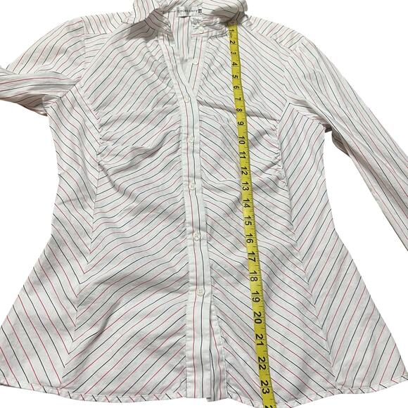 Vintage 90s Necessary Objects Red Black Pinstripe Button Up Top Size Medium - Picture 5 of 6